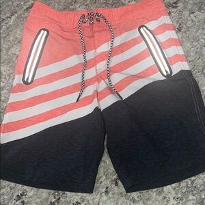 American Eagle Outfitters Coral and Black Swim Trunks Mens XS